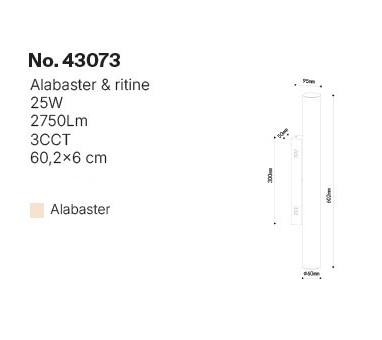 Inlight Επίτοιχο φωτιστικό, Alabaster, 25W, 2750lm, 3CCT (by switch on base)D:60X6cm(43073)