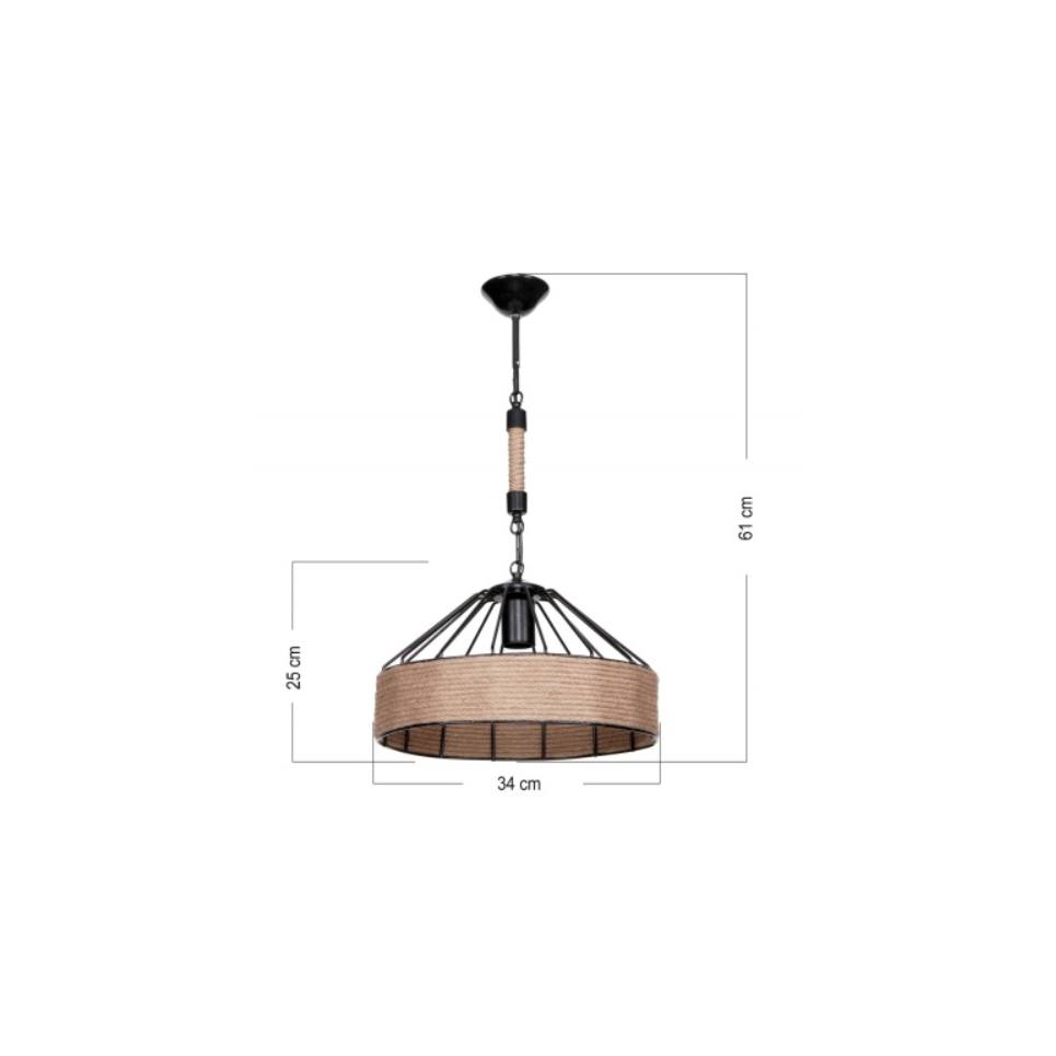 Heronia RIO 1/L ROPE UT-BL ΚΡΕΜΑΣΤΟ ΜΕ ΣΧΟΙΝΙ Ε/27