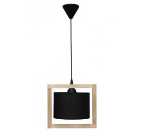 Heronia HKF-03 1/L WOOD ΜΑΥΡΟ-NATURAL ΚΡΕΜΑΣΤΟ Ε/27 ΞΥΛΟ-ΑΜΠΑΖΟΥΡ