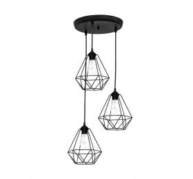 Heronia DM-02 PENDEL 3/L BLACK ΚΡΕΜΑΣΤΟ ΑΝΙΣΟΠΕΔΟ ΔΙΑΜΑΝΤΙ