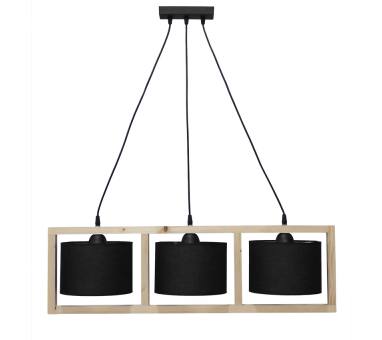Heronia HKF-03 3/L WOOD ΜΑΥΡΟ-NATURAL ΚΡΕΜΑΣΤΟ Ε/27 ΞΥΛΟ-ΑΜΠΑΖΟΥΡ