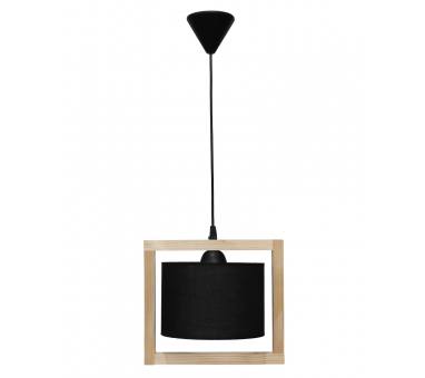 Heronia HKF-03 1/L WOOD ΜΑΥΡΟ-NATURAL ΚΡΕΜΑΣΤΟ Ε/27 ΞΥΛΟ-ΑΜΠΑΖΟΥΡ