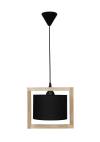 Heronia HKF-03 1/L WOOD ΜΑΥΡΟ-NATURAL ΚΡΕΜΑΣΤΟ Ε/27 ΞΥΛΟ-ΑΜΠΑΖΟΥΡ