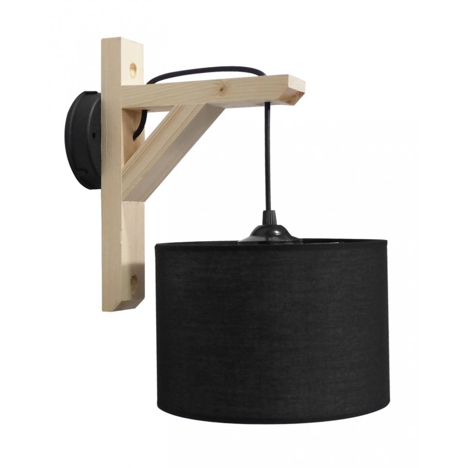 Heronia HKF-03AP WOOD ΜΑΥΡΟ-NATURAL ΑΠΛΙΚΑ Ε/27 ΞΥΛΟ-ΑΜΠΑΖΟΥΡ