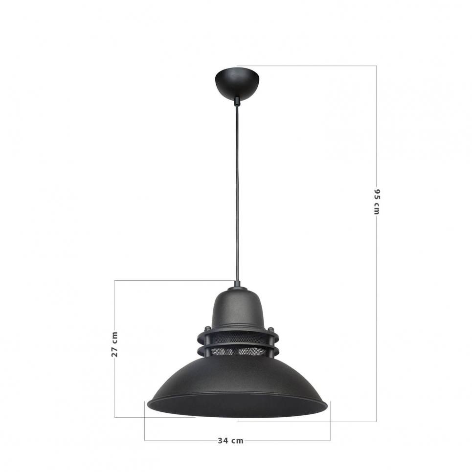 Heronia ΚΡΕΜΑΣΤΟ VINTAGE ΠΥΡΟΦΑΝΙ ΜΕΤΑΛΛΙΚΟ ZOE 1/L BLACK  Ε/27