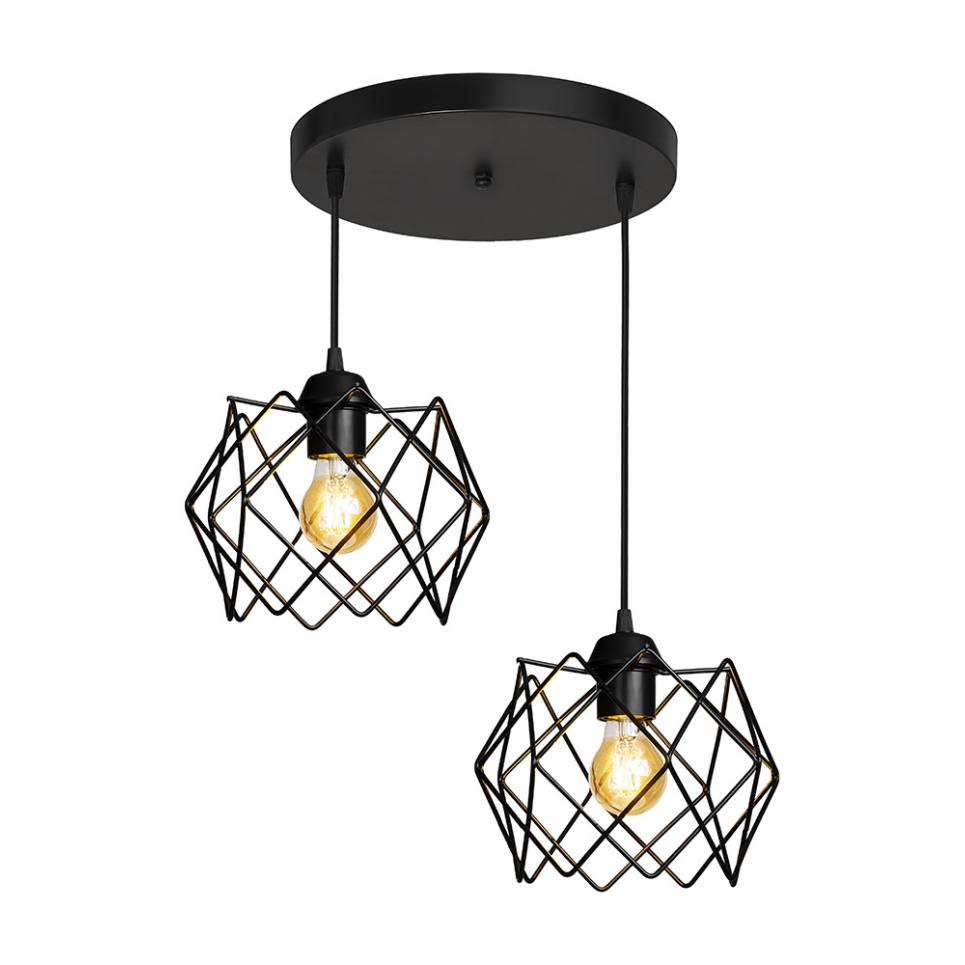 Heronia DM-04PENDEL 2/L BLACK ΚΡΕΜΑΣΤΟ ΑΝΙΣΟΠΕΔΟ ΑΡΑΧΝΗ ΜΕΤΑΛΛΙΚΟ
