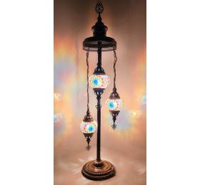 Heronia ORIENTAL 3/L FLOOR LAMP ΔΑΠΕΔΟΥ ΒΙΤΡΩ  BRONZE-ΠΟΛΥΧΡΩΜΟ ΓΥΑΛΙ