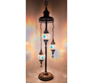 Heronia ORIENTAL 3/L FLOOR LAMP ΔΑΠΕΔΟΥ ΒΙΤΡΩ  BRONZE-ΠΟΛΥΧΡΩΜΟ ΓΥΑΛΙ