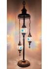 Heronia ORIENTAL 3/L FLOOR LAMP ΔΑΠΕΔΟΥ ΒΙΤΡΩ  BRONZE-ΠΟΛΥΧΡΩΜΟ ΓΥΑΛΙ