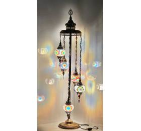 Heronia ORIENTAL 5/L FLOOR LAMP ΔΑΠΕΔΟΥ ΒΙΤΡΩ  BRONZE-ΠΟΛΥΧΡΩΜΟ ΓΥΑΛΙ