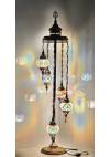 Heronia ORIENTAL 5/L FLOOR LAMP ΔΑΠΕΔΟΥ ΒΙΤΡΩ  BRONZE-ΠΟΛΥΧΡΩΜΟ ΓΥΑΛΙ