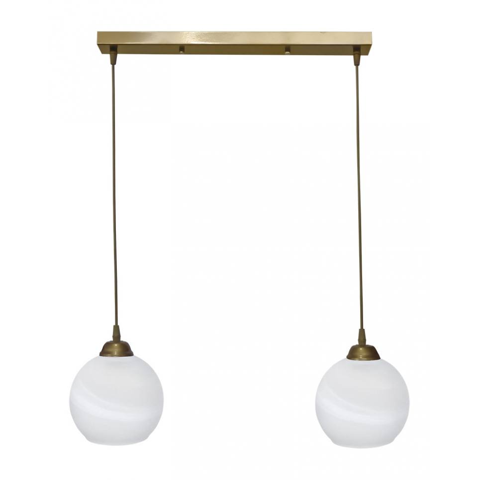 Heronia Κρεμαστό φωτιστικό GL-6040/2L RAGA GOLD-WHITE ΚΡΕΜΑΣΤΟ ΑΛΑΒΑΣΤΡΟ