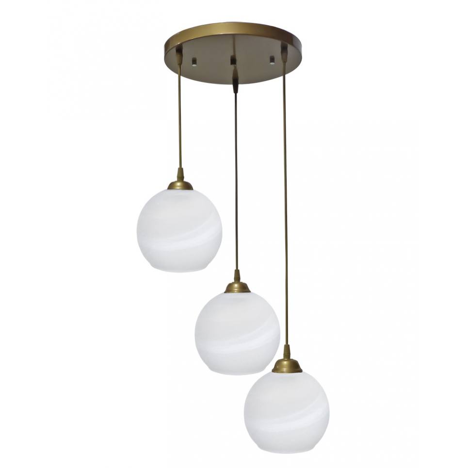 Heronia Κρεμαστό φωτιστικό ανισόπεδο GL-6040/3L PENDEL GOLD-WHITE