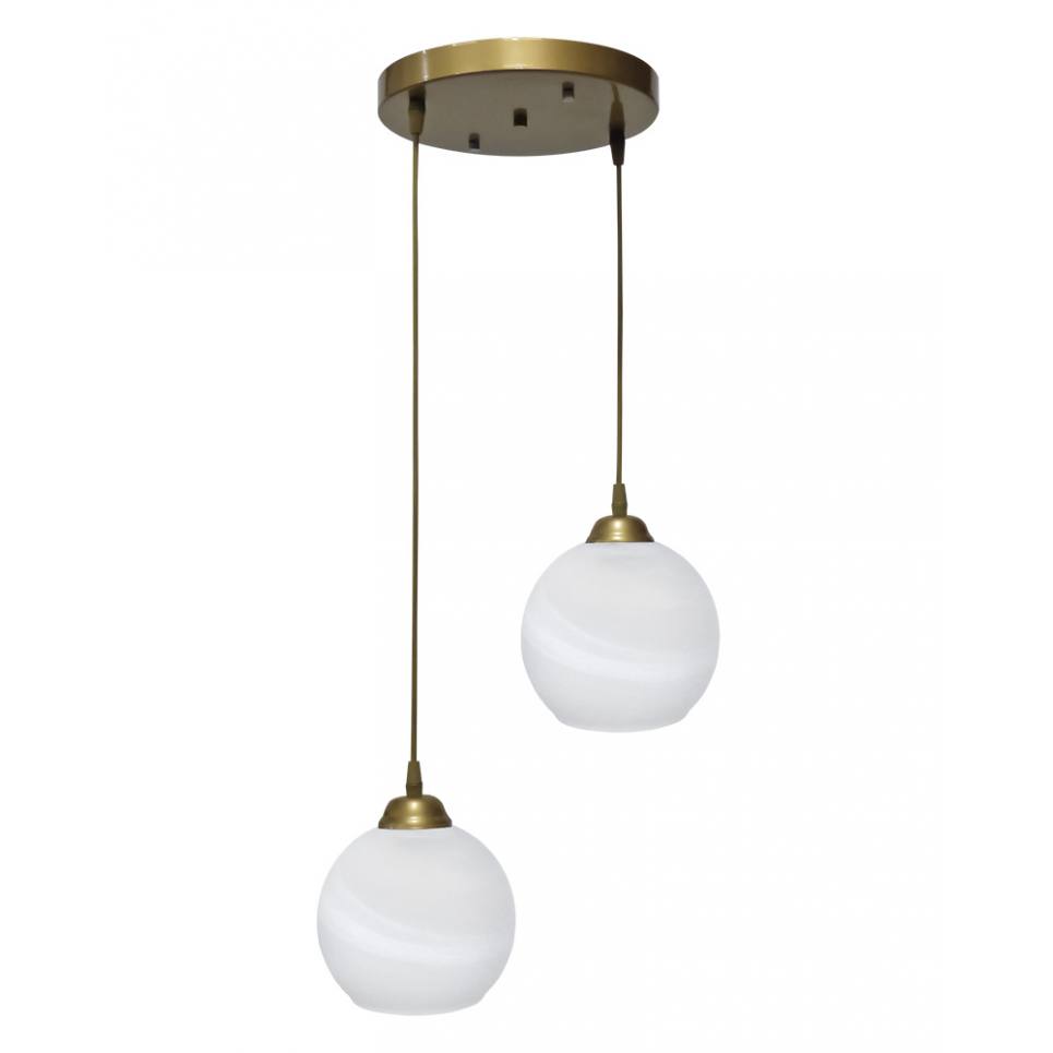 Heronia Κρεμαστό φωτιστικό ανισόπεδο GL-6040/2L PENDEL GOLD-WHITE