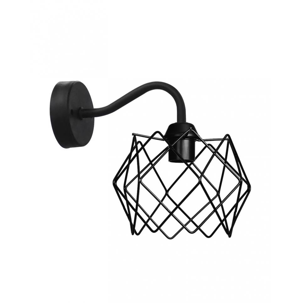 Heronia Φωτιστικό τοίχου AS-25AP/DM-04 BLACK ΑΠΛΙΚΑ ΠΛΕΓΜΑ ΑΡΑΧΝΗ Ε/27
