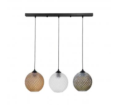 Heronia Κρεμαστό φωτιστικό ράγα GL-5010 3/L RAGA TRICOLORE-BLACK ΓΥΑΛΙΝΟ