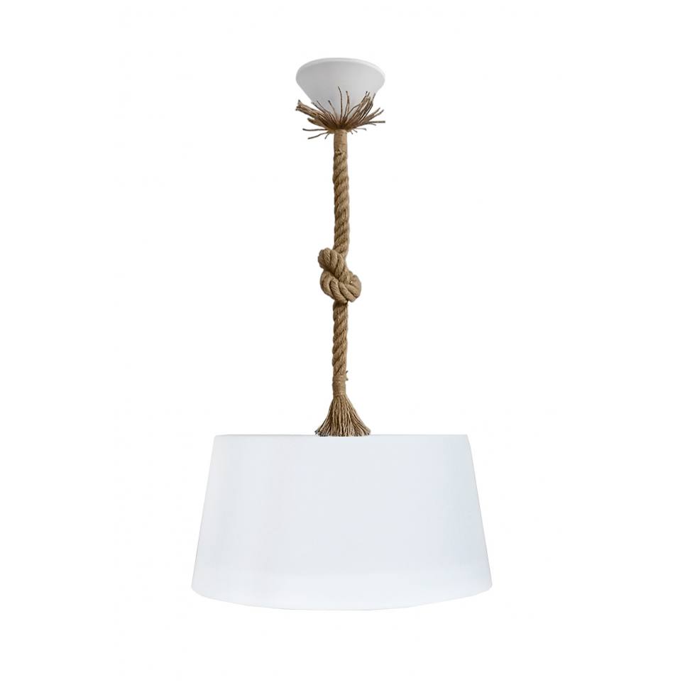 Heronia DRUM 1L ROPE WHITE-UT-WH Φ35 PENDEL ΚΡΕΜΑΣΤΟ ΠΛΑΣΤΙΚΟ Ε/27 ME ΣΧΟΙΝΙ