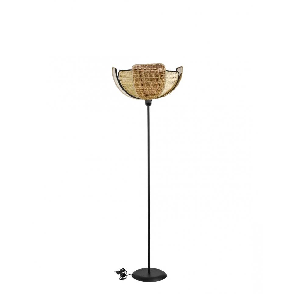 Heronia HFLB-60 FLOOR LAMP BLACK-RATTAN ΟΡΘΟΣΤΑΤΗΣ ΠΕΤΑΛΑ