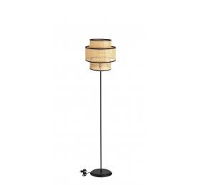 Heronia VIENNA FLOOR LAMP BLACK-RATTAN ΟΡΘΟΣΤ. 3-ΠΑΤΟ ΑΜΠΑΖΟΥΡ