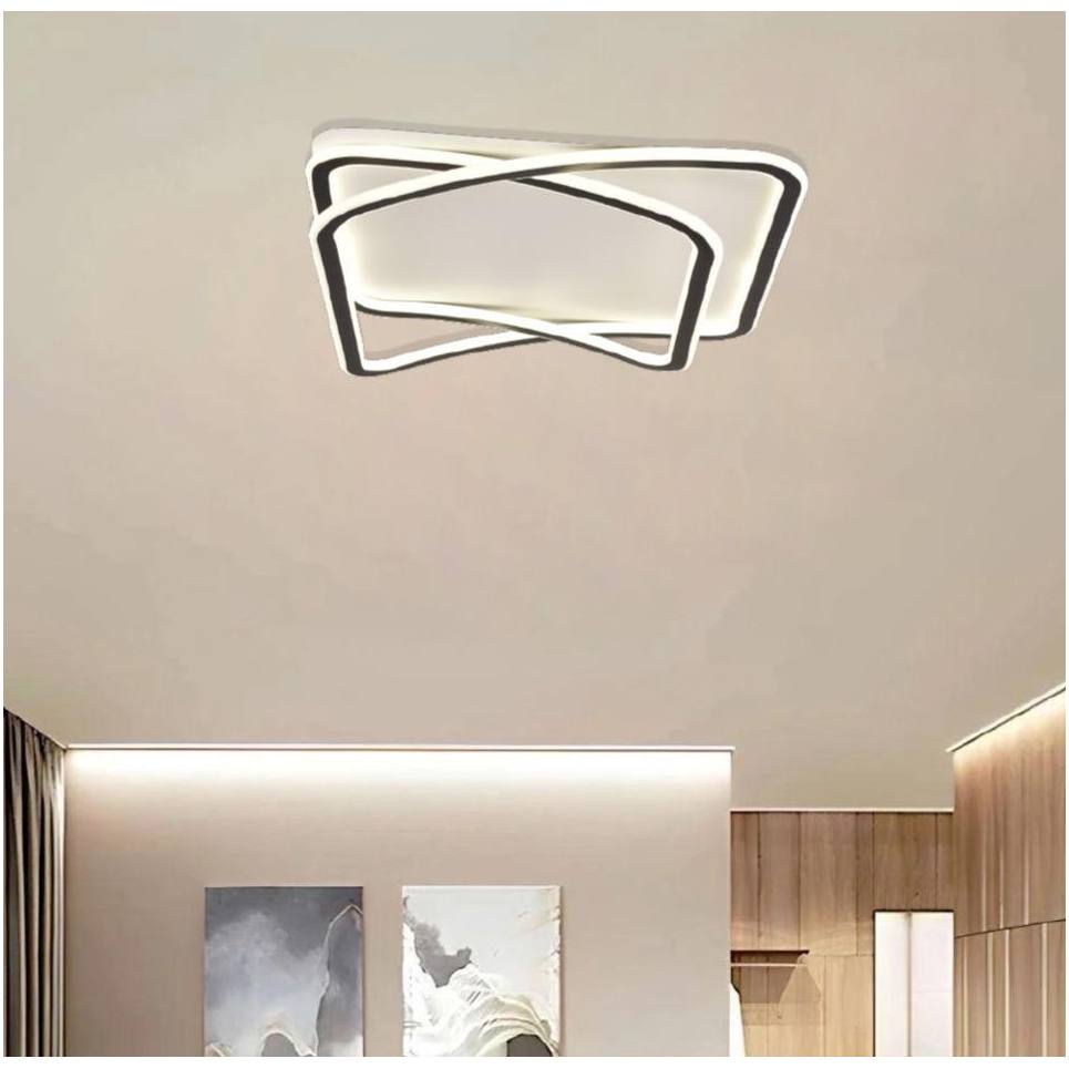 Inlight Πλαφονιέρα οροφής LED 80W 8800LM 3CCT από μαύρo μέταλλο και λευκό ακρυ΄λικό D:50x50cm (42038-Black/white)