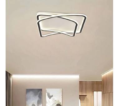 Inlight Πλαφονιέρα οροφής LED 80W 8800LM 3CCT από μαύρo μέταλλο και λευκό ακρυ΄λικό D:50x50cm (42038-Black/white)