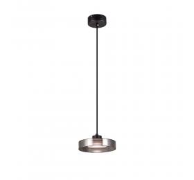 Inlight Κρεμαστό φωτιστικό  LED απο μαύρο μέταλλο και φιμέ γυαλί, 20x10cm, 3CCT και 1320LM (4075-1-Black/Smoky)