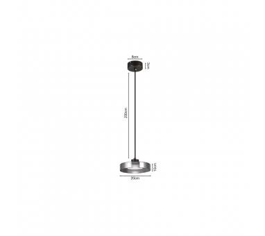 Inlight Κρεμαστό φωτιστικό  LED απο μαύρο μέταλλο και φιμέ γυαλί, 20x10cm, 3CCT και 1320LM (4075-1-Black/Smoky)