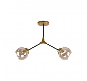 Home Lighting KQ 51454/2 CONELLY BLACK, BRASS AND HONEY PENDANT Ζ3