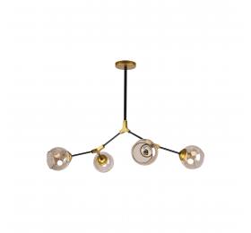 Home Lighting KQ 51454/4 CONELLY BLACK, BRASS AND HONEY PENDANT Ζ3