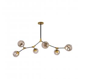 Home Lighting KQ 51454/6 CONELLY BLACK, BRASS AND HONEY PENDANT Ζ3