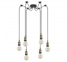 Home Light SE21-BR-10-BL6 MAGNUM Bronze Metal Pendant with Black Fabric Cable+