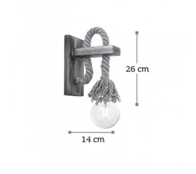 InLight Επιτοίχιο φωτιστικό από καφέ σχοινί και ξύλο 1XE27 D:26cm (43402)