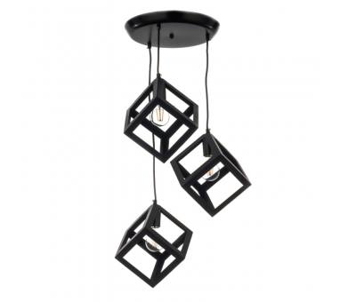 InLight Κρεμαστό φωτιστικό από μαύρο μέταλλο 3XE27 D:30cm (4400-3-BL-ΡΟΖΕΤΑ)