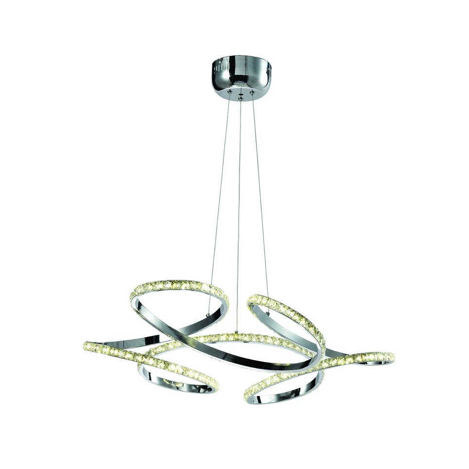 InLight Κρεμαστό φωτιστικό LED 85W 4000K από χρώμιο αλουμίνιο και κρύσταλλα D:70cm (6181-Χρώμιο)