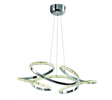 InLight Κρεμαστό φωτιστικό LED 85W 4000K από χρώμιο αλουμίνιο και κρύσταλλα D:70cm (6181-Χρώμιο)