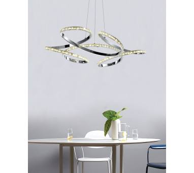 InLight Κρεμαστό φωτιστικό LED 85W 4000K από χρώμιο αλουμίνιο και κρύσταλλα D:70cm (6181-Χρώμιο)