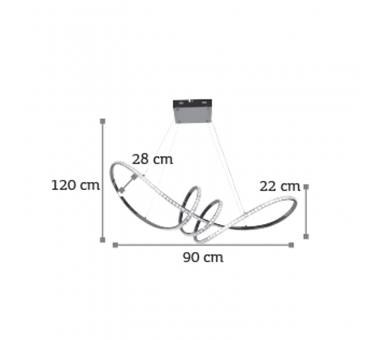 InLight Κρεμαστό φωτιστικό LED 75W 4000K από χρώμιο αλουμίνιο και κρύσταλλα D:90cm (6182-Χρώμιο)