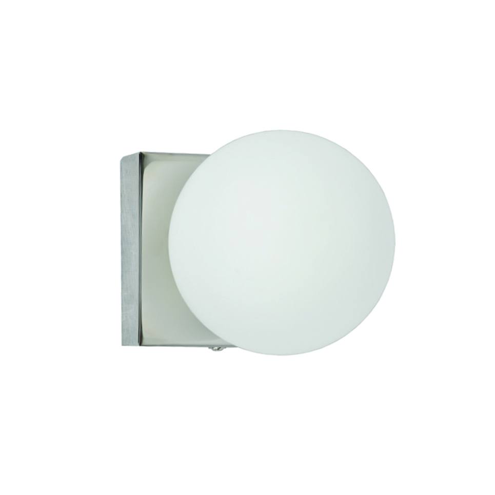 InLight Επιτοίχιο φωτιστικό από χρώμιο μέταλλο και λευκή οπαλίνα 1XG9 D:9cm (43420-1)