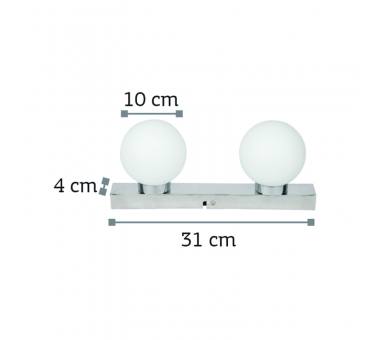 InLight Επιτοίχιο φωτιστικό από χρώμιο μέταλλο και λευκή οπαλίνα 2XG9 D:31cm (43420-2)