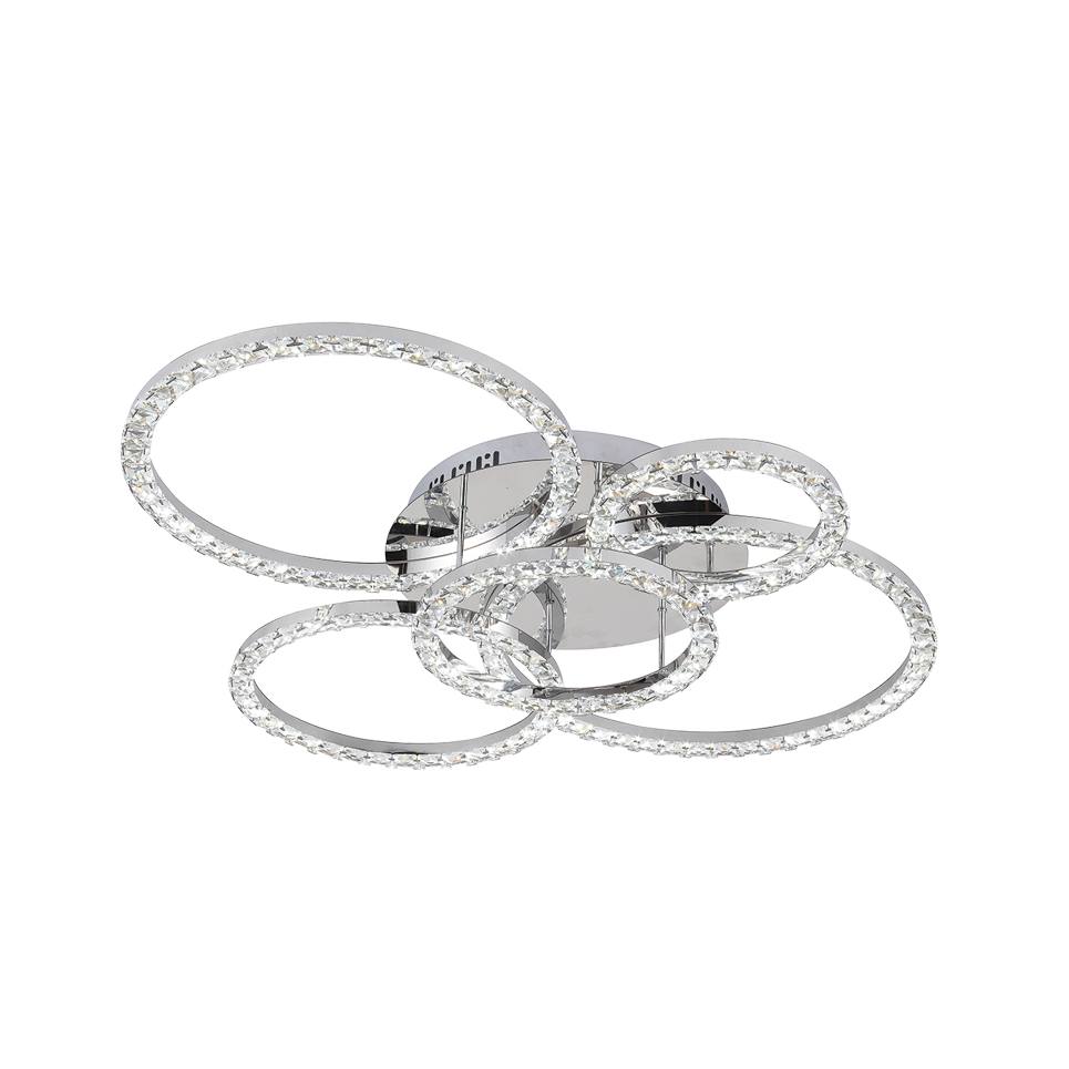 InLight Πλαφονίερα οροφής LED 72W 4000Kαπό χρώμιο μέταλλο και κρύσταλλα D:80cm (6038)