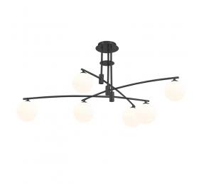 InLight Κρεμαστό φωτιστικό από μαύρο μέταλλο και λευκή οπαλίνα 6XG9 D:100cm (6036-6)
