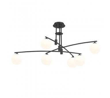 InLight Κρεμαστό φωτιστικό από μαύρο μέταλλο και λευκή οπαλίνα 6XG9 D:100cm (6036-6)