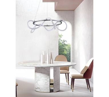 InLight Κρεμαστό φωτιστικό LED 80W 3000K από χρώμιο μέταλλο και σωλήνα σιλικόνης D:80cm (6017-A-CH)