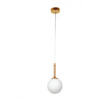 InLight Κρεμαστό φωτιστικό από χρυσαφί μέταλλο και λευκή οπαλίνα 1XG9 D:13cm (4016-1)