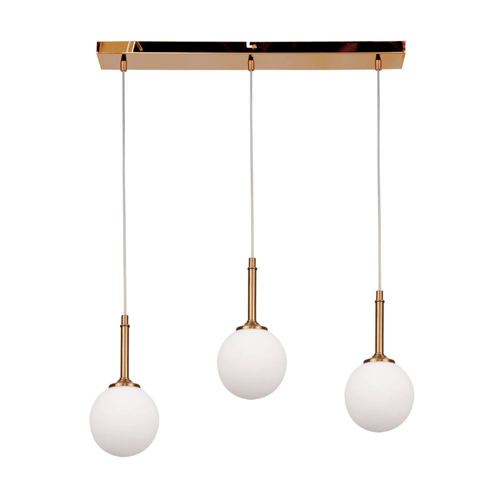 InLight Κρεμαστό φωτιστικό από χρυσαφί μέταλλο και λευκή οπαλίνα 3XG9 D:60cm (4016-3-RAIL)