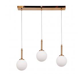 InLight Κρεμαστό φωτιστικό από χρυσαφί μέταλλο και λευκή οπαλίνα 3XG9 D:60cm (4016-3-RAIL)
