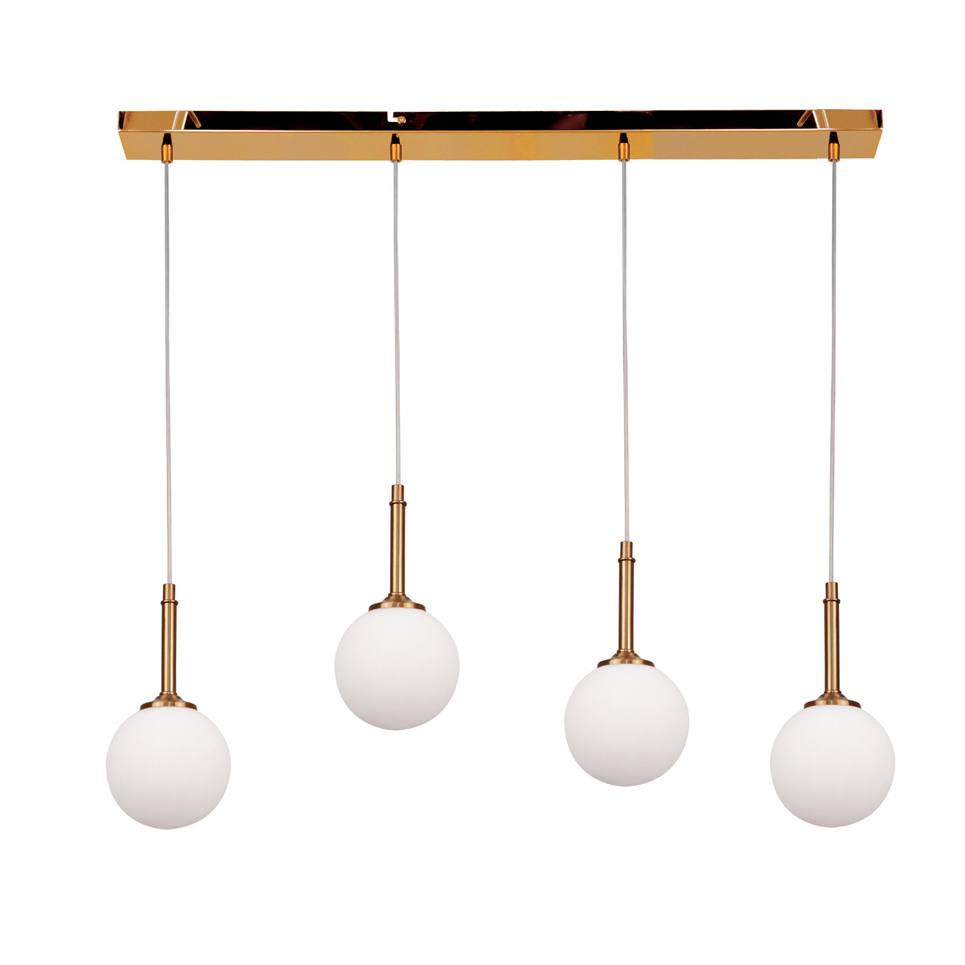 InLight Κρεμαστό φωτιστικό από χρυσαφί μέταλλο και λευκή οπαλίνα 4XG9 D:80cm (4016-4-RAIL)