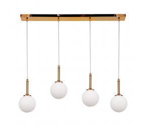 InLight Κρεμαστό φωτιστικό από χρυσαφί μέταλλο και λευκή οπαλίνα 4XG9 D:80cm (4016-4-RAIL)