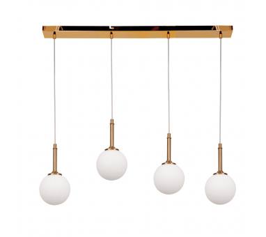 InLight Κρεμαστό φωτιστικό από χρυσαφί μέταλλο και λευκή οπαλίνα 4XG9 D:80cm (4016-4-RAIL)