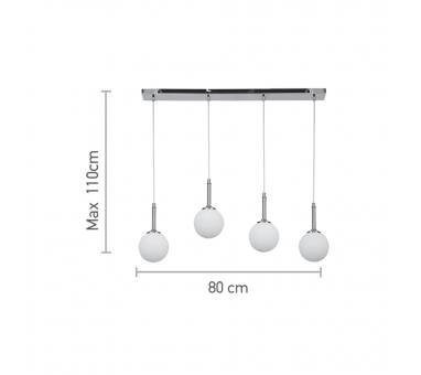InLight Κρεμαστό φωτιστικό από χρυσαφί μέταλλο και λευκή οπαλίνα 4XG9 D:80cm (4016-4-RAIL)